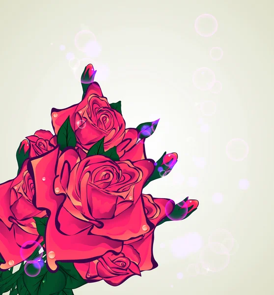 Μπουκέτο κόκκινα τριαντάφυλλα σε ένα ελαφρύ φόντο — Διανυσματικό Αρχείο