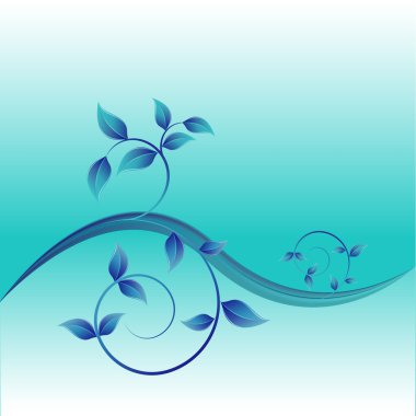 soyut vintage mavi arka plan ile tasarım için yapraklar