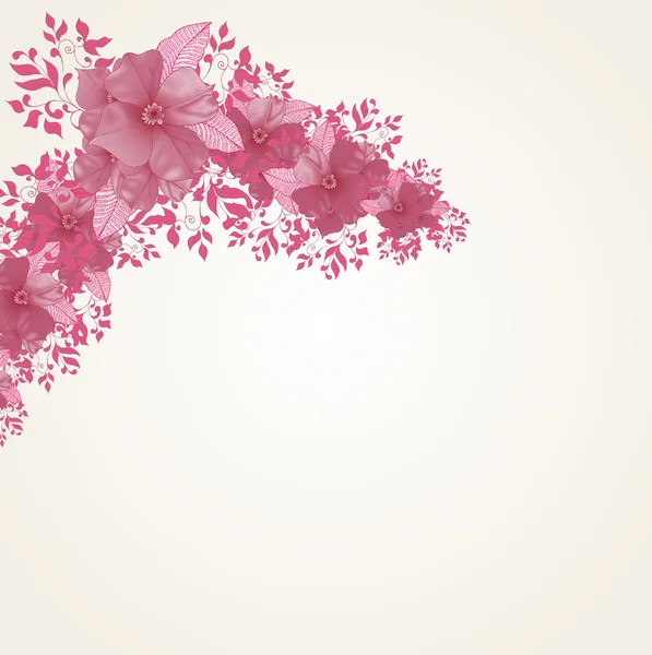 Fond floral dessiné à la main avec cadre détaillé — Image vectorielle