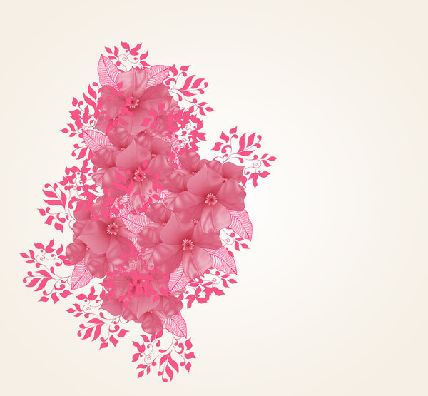 Hand Drawn floral background with detailed frame