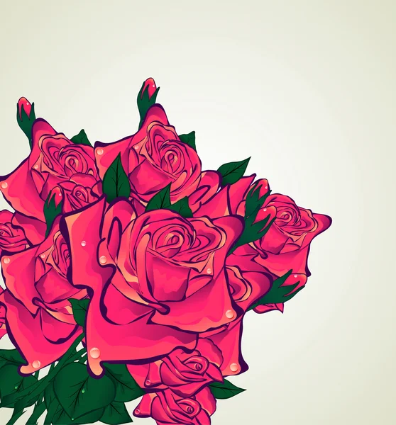 Bukett röda rosor på en ljus bakgrund — Stock vektor