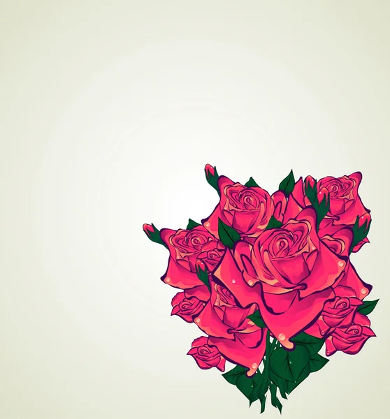 Csokor vörös rózsa egy könnyű háttér — Stock Vector