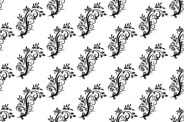 Seamless vintage pattern on a white background of black curls — Stock Vector