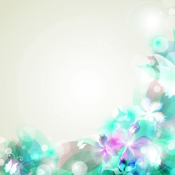 Arrière-plan artistique abstrait avec élément floral bleu — Image vectorielle