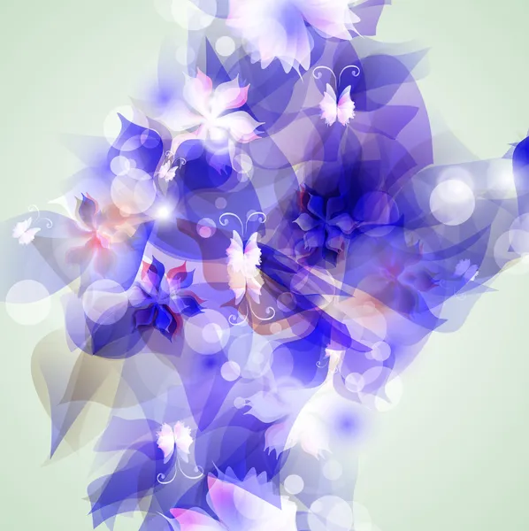 Abstracte artistieke achtergrond met blauwe bloemen element — Stockvector