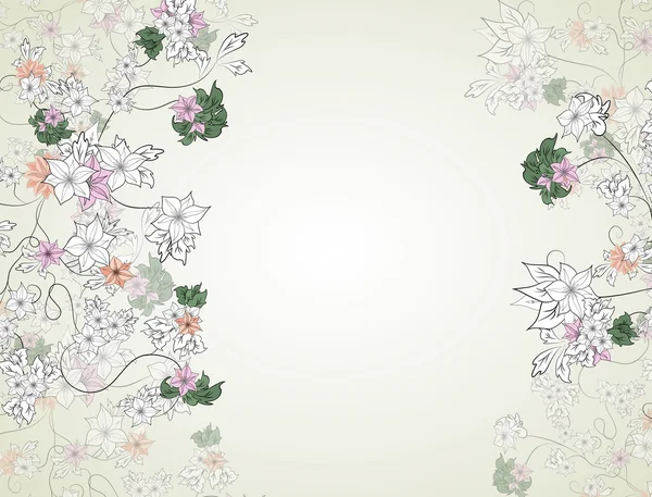 Mão desenhado fundo vetor decorativo com flores — Vetor de Stock