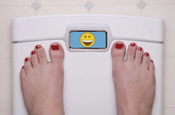 Skala z emoji stopy szczęśliwy — Zdjęcie stockowe