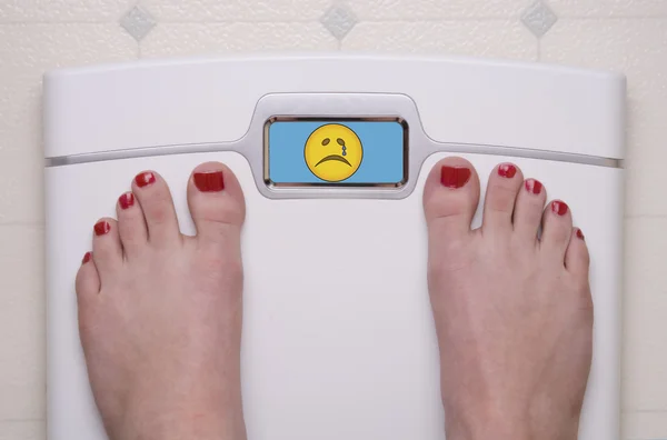 Scale with Feet Emoji Sad — Stock Photo, Image