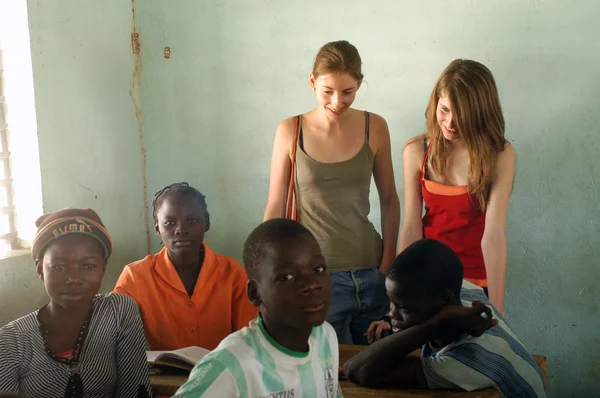 Visit French schoolboys in Burkina Faso — Stock Photo, Image