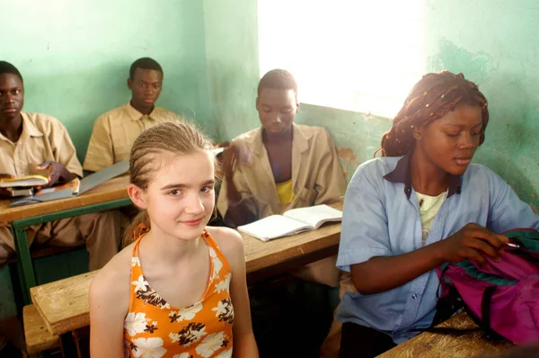 Visit French schoolboys in Burkina Faso — Stock Photo, Image