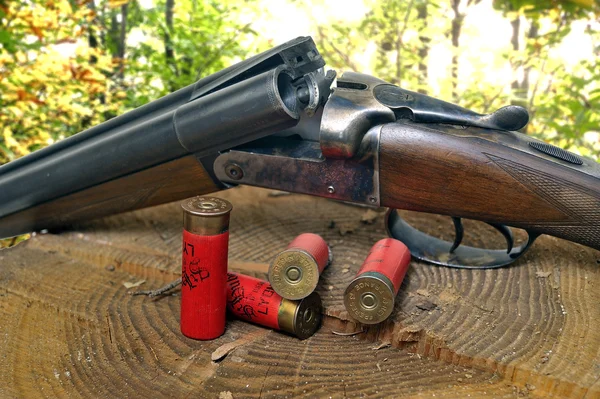 Shotgun en haar cartridges — Stockfoto