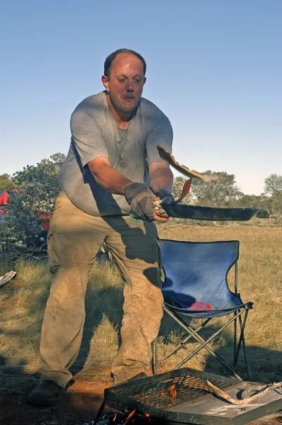 Crepes machen in der australischen Wüste — Stockfoto