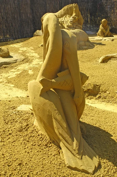 Expozice písku sochy ve Francii do touquet — Stock fotografie