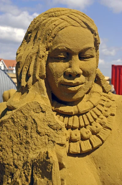 Expozice písku sochy ve Francii do touquet — Stock fotografie