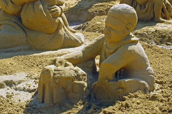 Exposition von Sandskulpturen in Frankreich gegenüber Touquet — Stockfoto