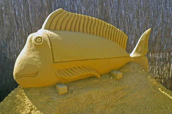 Exponering av sand skulpturer i Frankrike till touquet — Stockfoto
