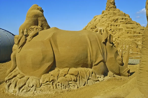 Blootstelling van zand sculpturen in Frankrijk naar touquet — Stockfoto