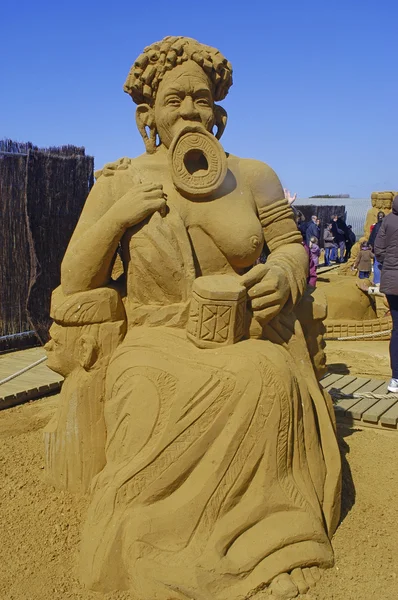 Blootstelling van zand sculpturen in Frankrijk naar touquet — Stockfoto