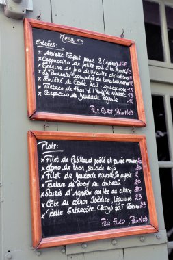 bir sayfa üzerine Restoran Menü