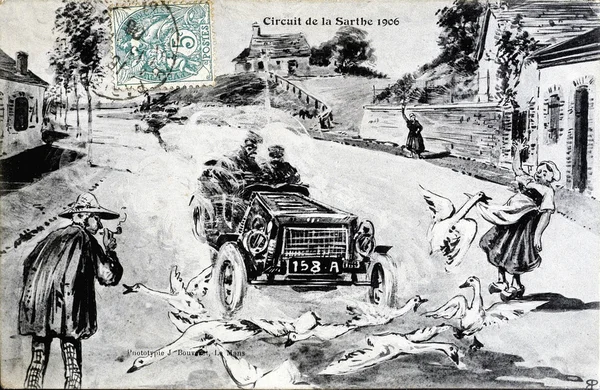 Stara pocztówka obwodu sarthe — Zdjęcie stockowe