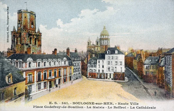 Old postcard of Boulogne on sea — Stock Photo, Image