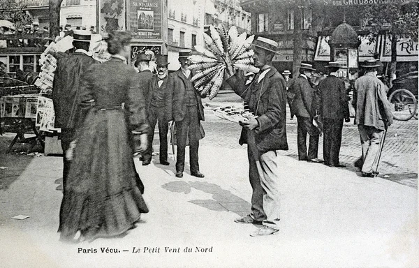 Antigua postal de París vivida, pequeño viento del norte —  Fotos de Stock