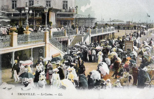 Old postcard of Trouville, the casino — Stock Photo, Image