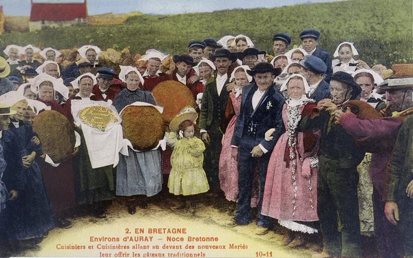 Старая открытка окрестностей Ауре, Бретон свадьбы — стоковое фото