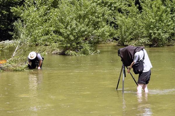 Fotógrafo na natureza — Fotografia de Stock