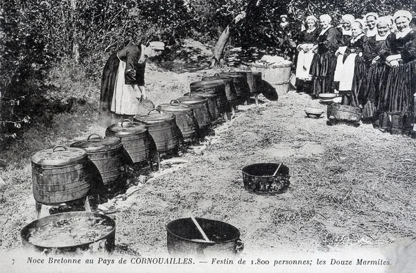 Gamla vykort, breton bröllop — Stockfoto