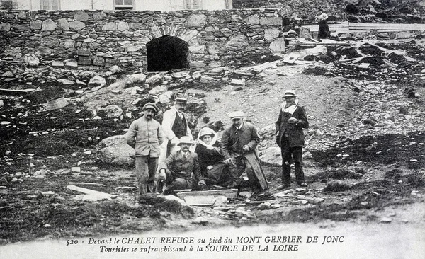 Old postcard, Mont Gerbier de Jonc, before the tourist haven — Stock Photo, Image