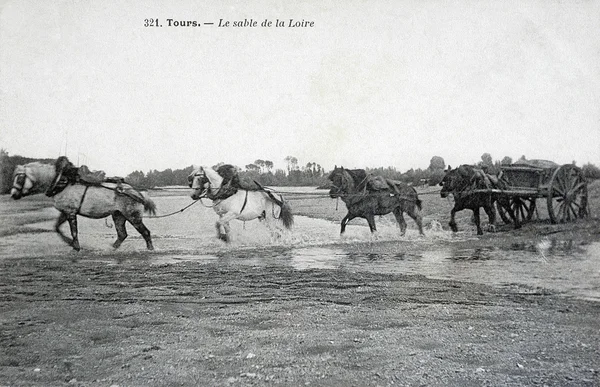 Alte Postkarte, Touren, der Sand der Loire — Stockfoto