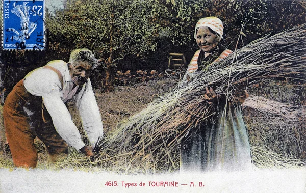 Oude ansichtkaart, touraine — Stockfoto