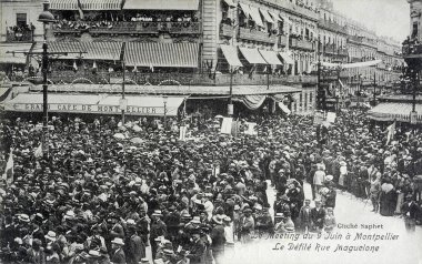 montpellier şehrinde 9 Haziran toplantının eski kartpostal
