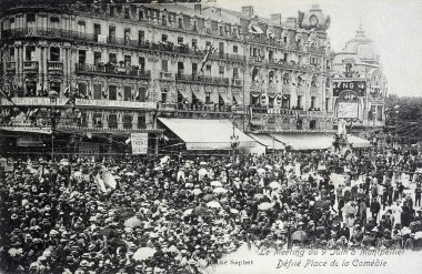 montpellier şehrinde 9 Haziran toplantının eski kartpostal