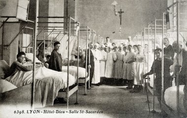 Lyon, eski kartpostal otel-dieu