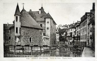 annecy, Isle palace, eski cezaevi eski kartpostal
