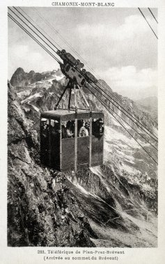 plan-praz-brevent, teleferik, eski kartpostal