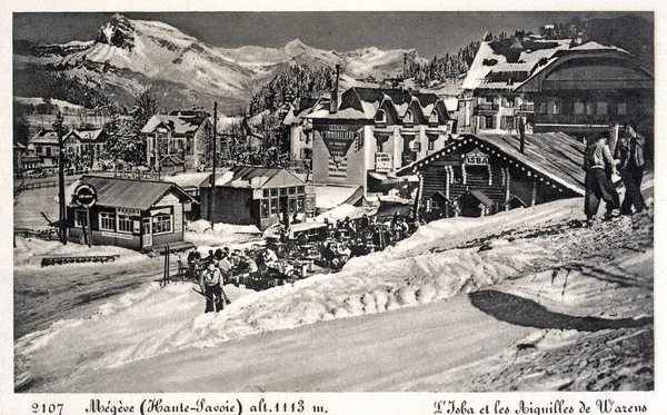 Oude ansichtkaart van megeve — Stockfoto