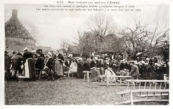 Alte Postkarte von der Hochzeit mit der Bretagne über Auray — Stockfoto