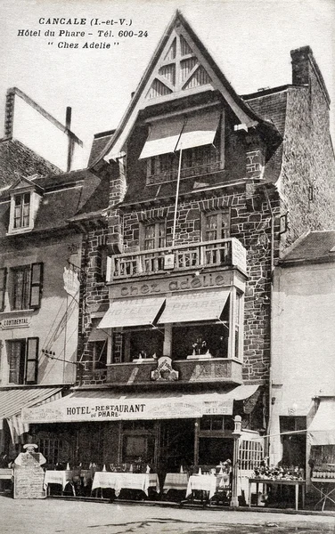 Oude ansichtkaart van cancale, hotel vuurtoren — Stockfoto