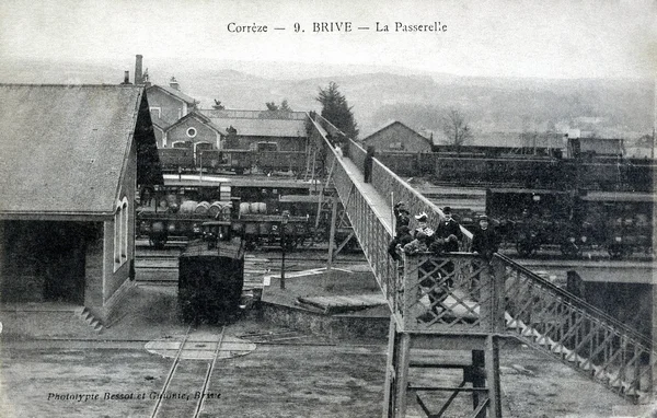 Old postcard of Brive, gateway — Stock Photo, Image