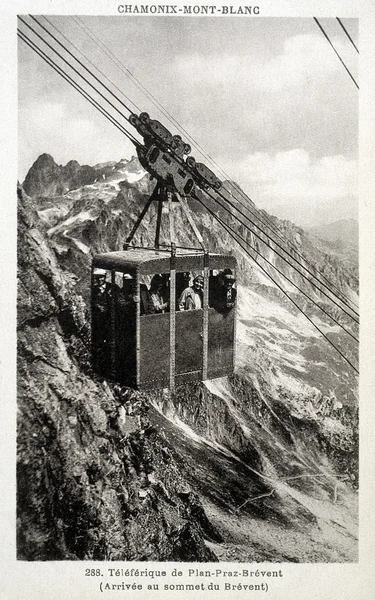 Plan-praz-brevent, teleferik, eski kartpostal — Stok fotoğraf