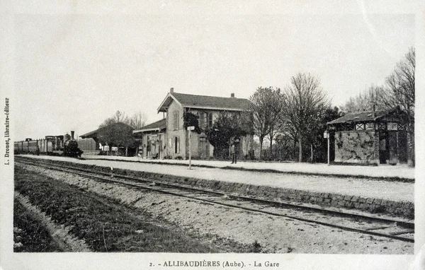 Allibaudieres、駅の古いポストカード — ストック写真