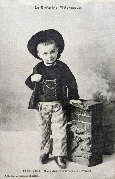 Oude ansichtkaart van lorient, de kleine man — Stockfoto