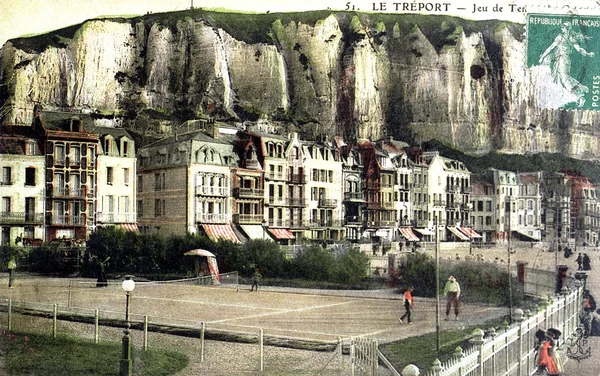 Alte Postkarte von Treport, Tennis — Stockfoto