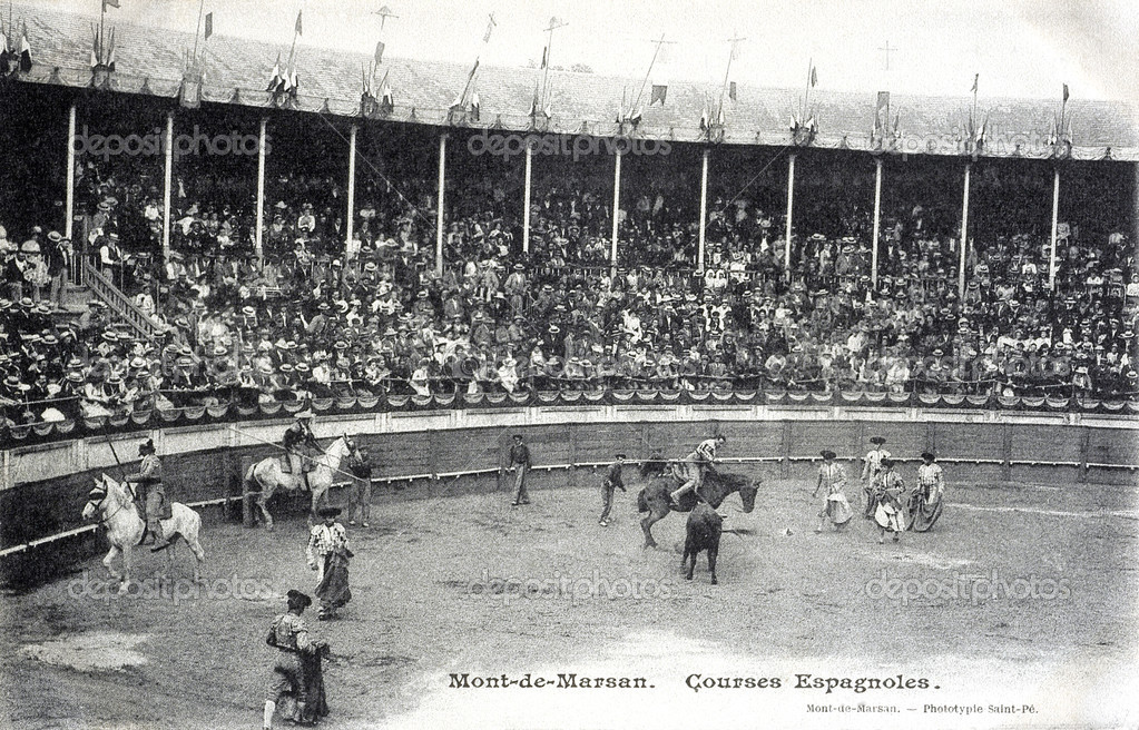 old postcard of Mont-de-Marsan, Spanish race