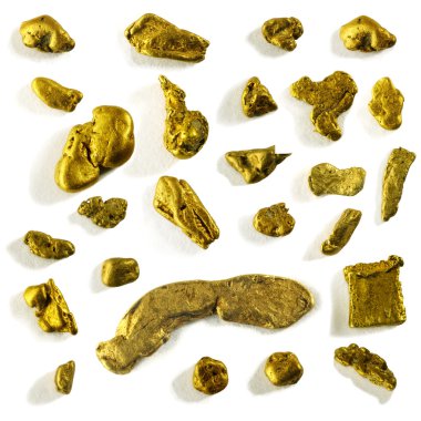 collection of alluvial gold nuggets clipart