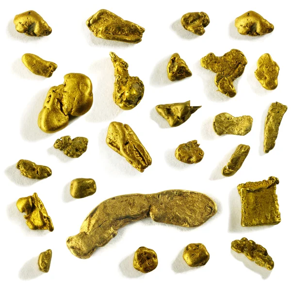 Sammlung von Schwemmgold-Nuggets — Stockfoto