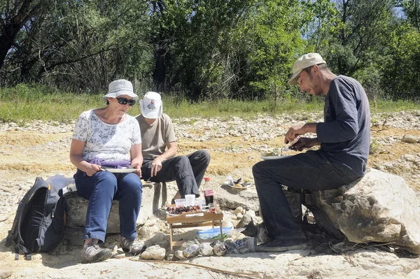 Picknick in lopen — Stockfoto